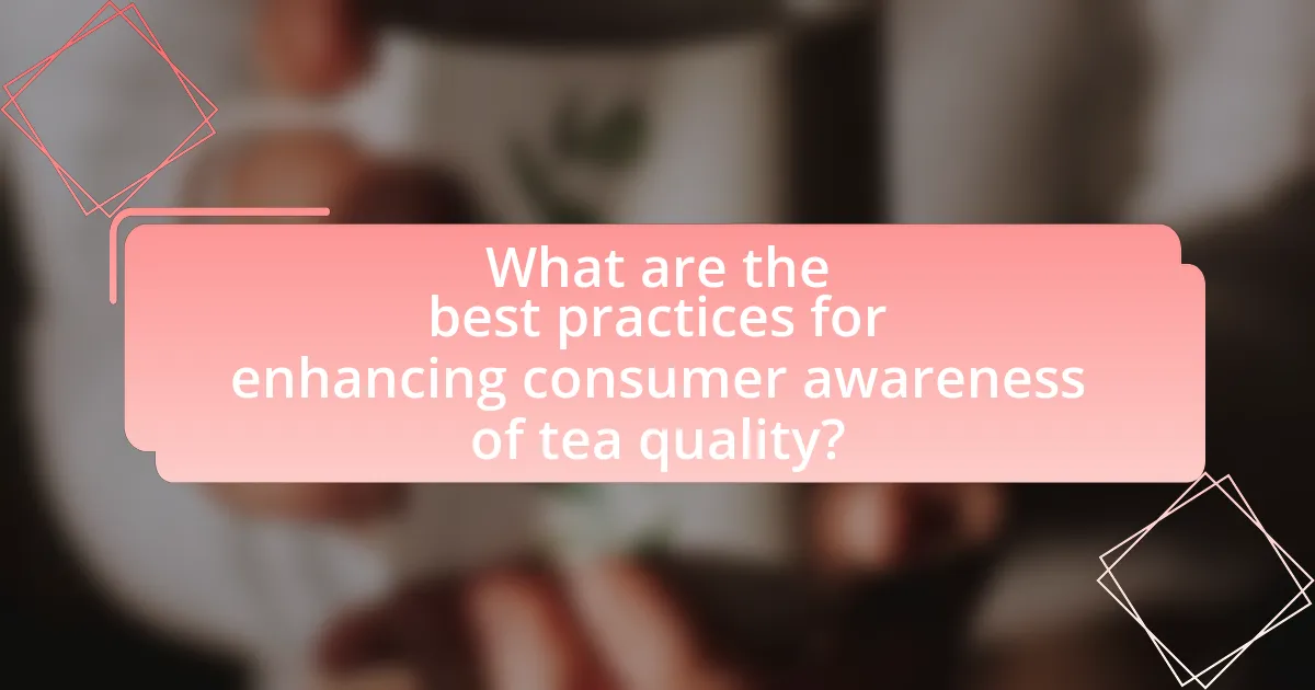 What are the best practices for enhancing consumer awareness of tea quality?