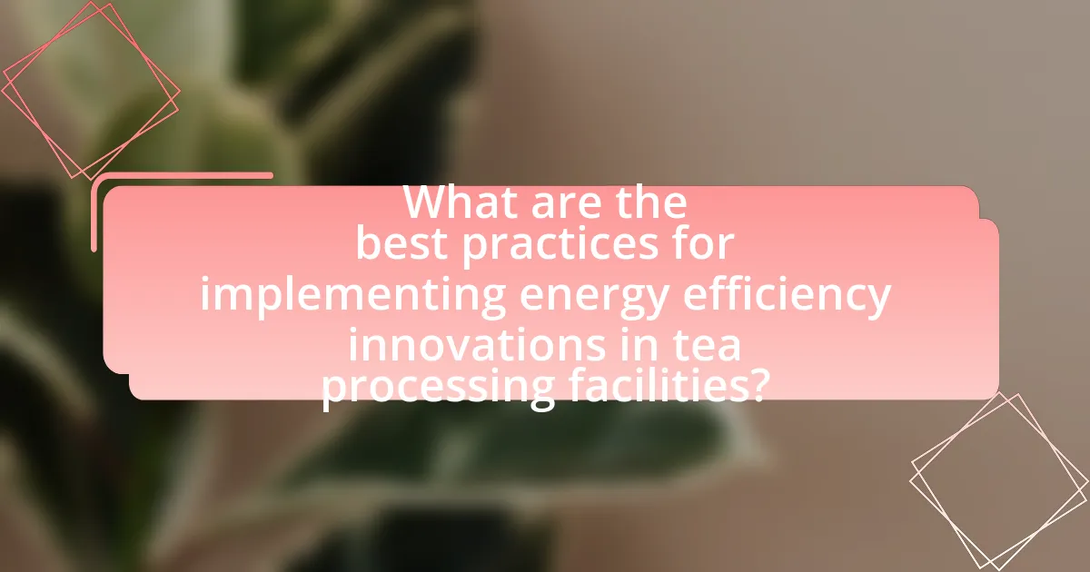 What are the best practices for implementing energy efficiency innovations in tea processing facilities?