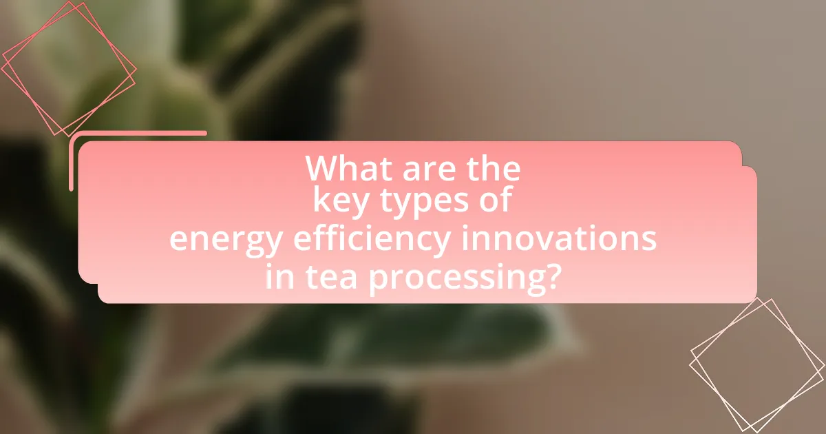 What are the key types of energy efficiency innovations in tea processing?