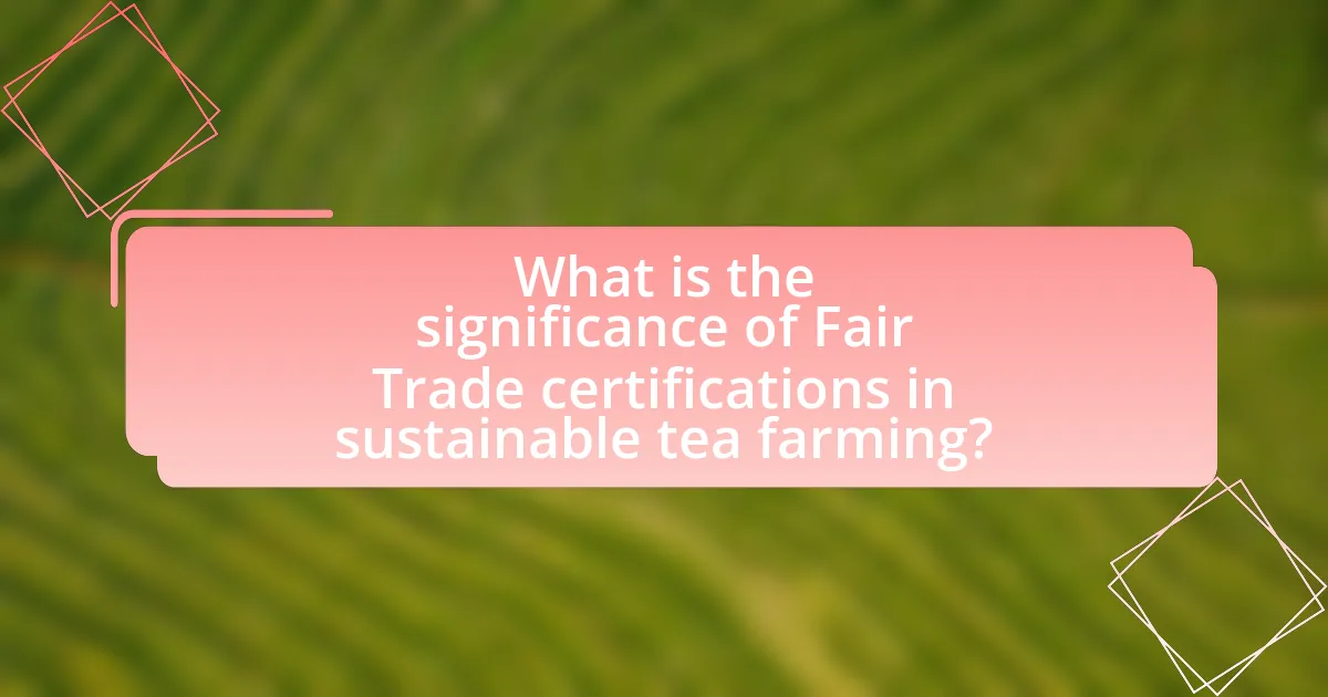 What is the significance of Fair Trade certifications in sustainable tea farming?